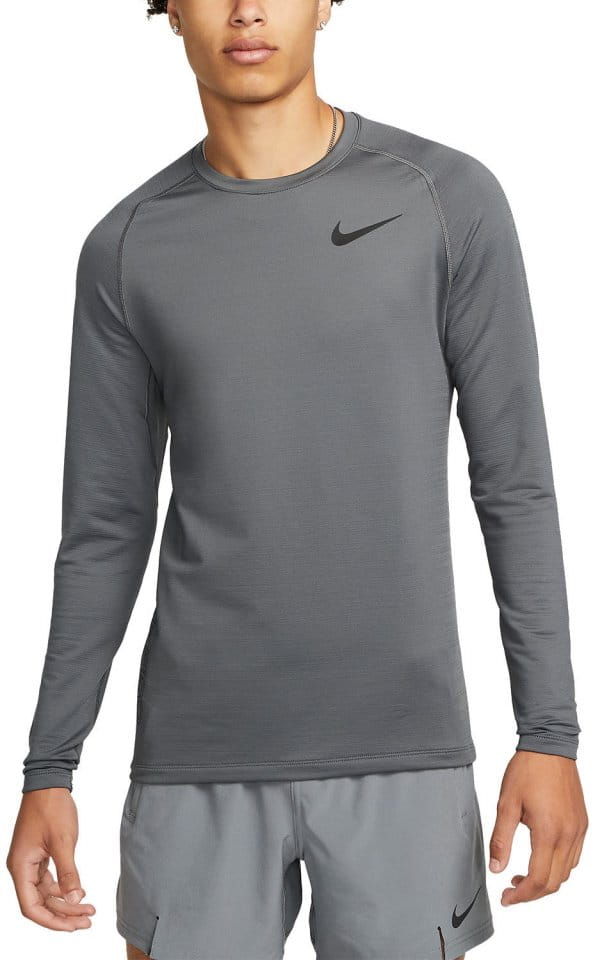 Tričko s dlhým rukávom Nike Pro Warm Sweatshirt Grau Schwarz F068